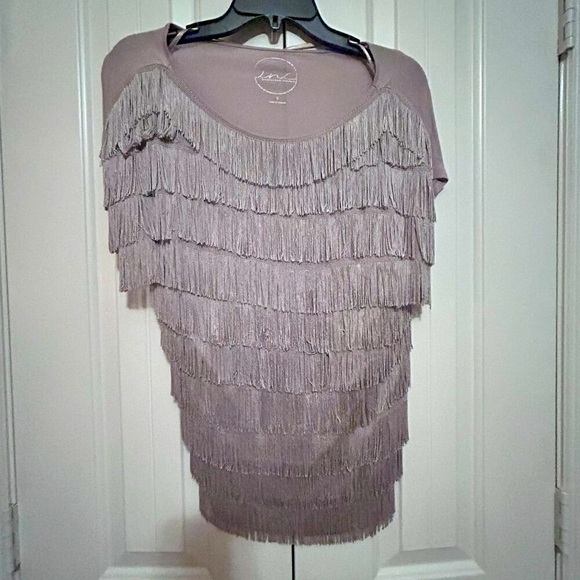 Women's Tan Color Fringe Design Top in Size Small by International Concepts - Picture 1 of 3
